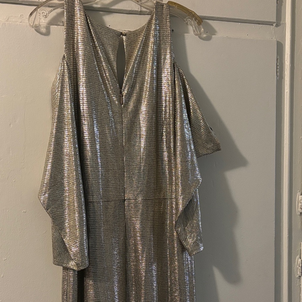 RACHEL Rachel Roy Metallic Silver Midi Dress - Picture 6 of 10